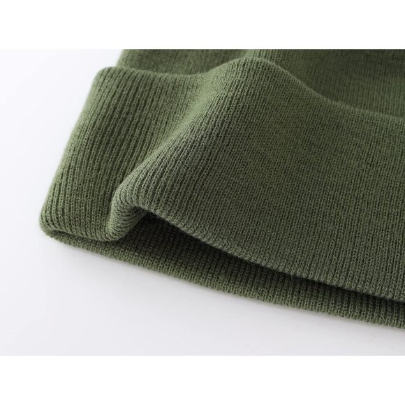 Men Green Winter Hats Acrylic Knit Cuff Beanie Cap Warm Women Beanie Hat - Picture 5 of 6